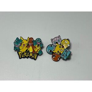 Pokemon Enamel Pin Set Pikachu Charmander Squirtle Bulbasaur Lapel Pins 2pc